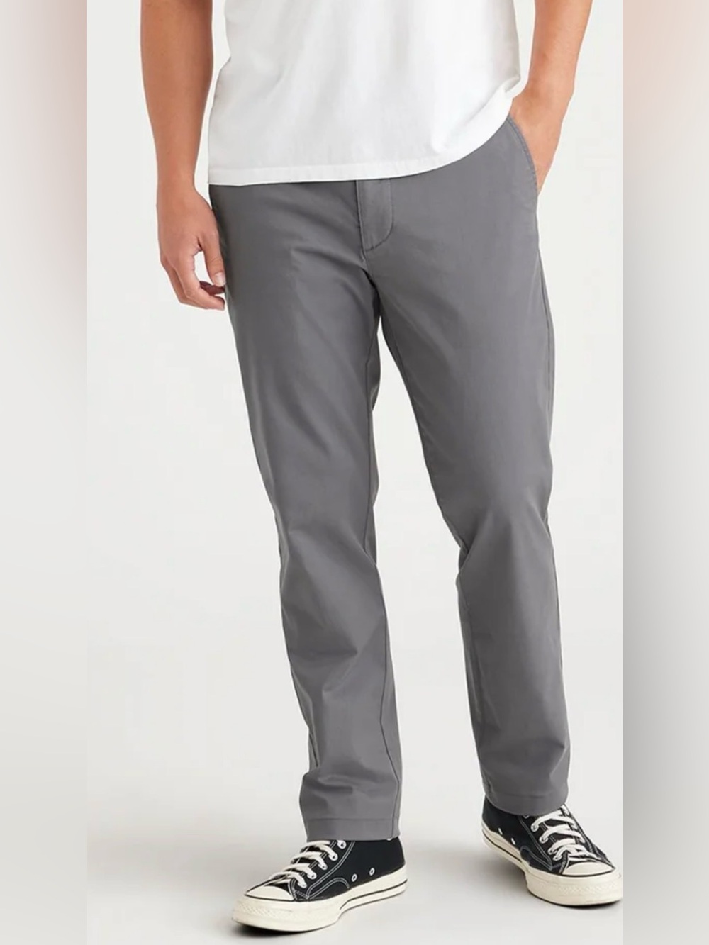 Men's Slim Tapered Chino DockERS Pants Grey, Flat Front, 36x32